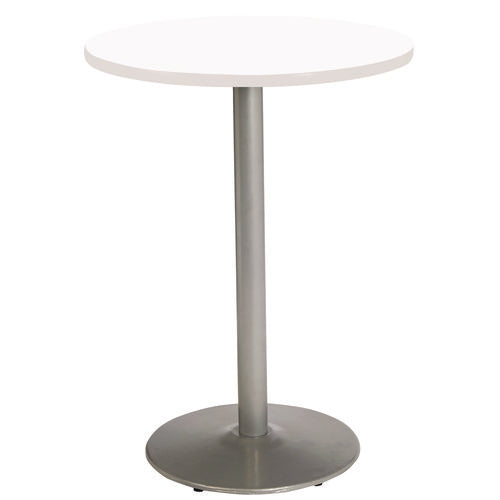 KFI Studios Pedestal Bistro Table With Four Yellow Kool Series Barstools Round 36"diax41h Designer White