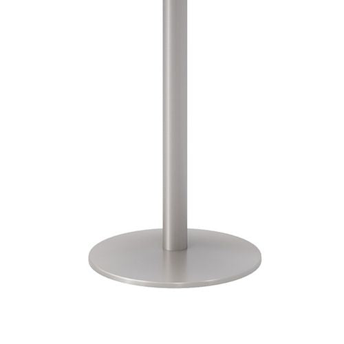 KFI Studios Pedestal Bistro Table With Four White Kool Series Barstools Round 36" Diax41h Studio Teak