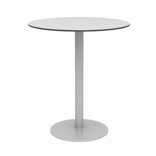 KFI Studios Eveleen Outdoor Bistro Patio Table W/ Four Mocha Powder-coated Polymer Barstools Round 41"h Gray Ships In 4-6 Bus Days