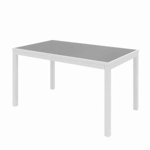 KFI Studios Eveleen Outdoor Patio Table With Six Gray Powder-coated Polymer Chairs 32x55x29 Gray