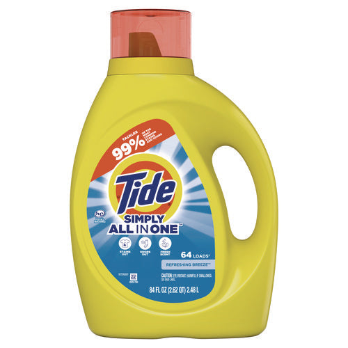 Tide Simply Clean And Fresh Laundry Detergent Refreshing Breeze 64 Loads 84 Oz Bottle 4/Case