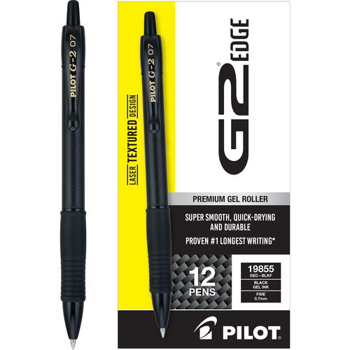 Pilot G2 Edge Premium Gel Pen Retractable Fine 0.7 Mm Black Ink/barrel Dozen