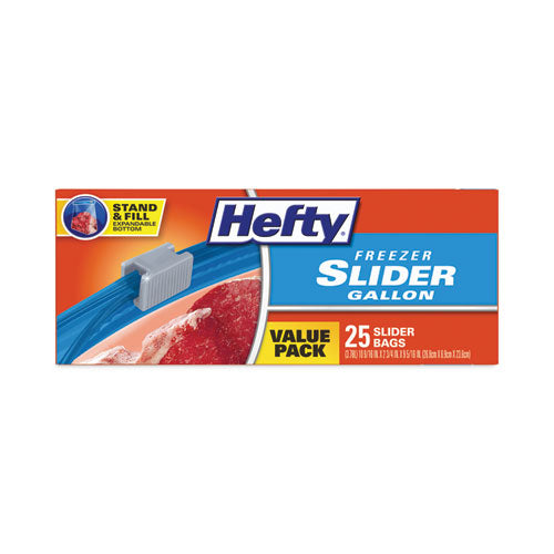 Hefty Slider Stand And Fill Freezer Storage Bags 1 Gal 10.56"x11" Clear 25 Bags/box 9 Boxes/Case