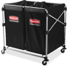 Two-compartment Collapsible X-cart, Synthetic Fabric, 2.49 Cu Ft Bins, 24.1" X 35.7" X 34", Black/silver