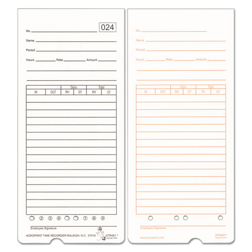 Time Clock Cards for Acroprint ATR480, Two Sides, 7.5 x 3.35, 50/Pack Time Clock Cards for Acroprint ATR480, Two Sides, 7.5 x 3.35, 50/Pack