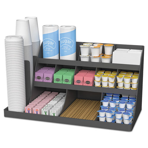 Extra Large Coffee Condiment and Accessory Organizer, 14 Compartment, 24 x 11.8 x 12.5, Black Extra Large Coffee Condiment and Accessory Organizer, 14 Compartment, 24 x 11.8 x 12.5, Black