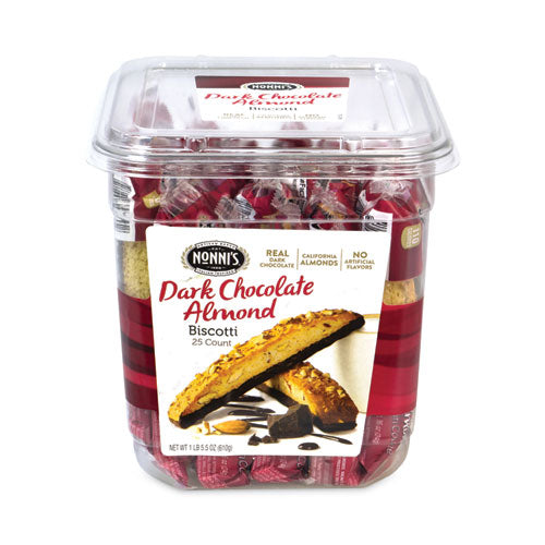Biscotti, Dark Chocolate Almond, 0.85 oz Individually Wrapped, 25/Pack, Ships in 1-3 Business Days Biscotti, Dark Chocolate Almond, 0.85 oz Individually Wrapped, 25/Pack, Ships in 1-3 Business Days
