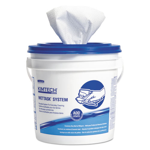 Power Clean Wipers For Solvents Wettask Customizable Wet Wiping System 12 X 12.5, Unscented, 60/roll, 5 Rolls/1 Bucket/ct