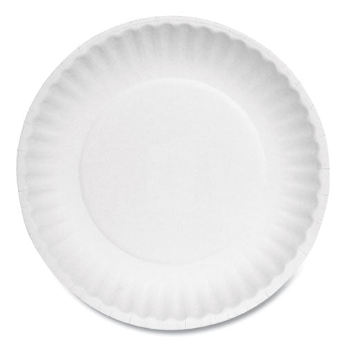 AJM Packaging Uncoated Paper Plates, 6 Inches, White, Round, 1000/Carton