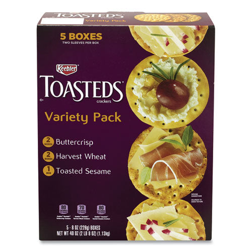 Toasteds Party Pack Cracker Assortment, 8 Oz Box, 5 Assorted Boxes/pack, Ships In 1-3 Business Days