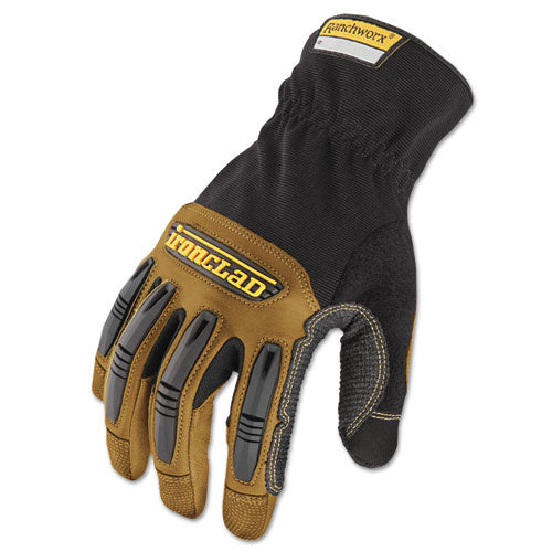 Ironclad Ranchworx Large Leather Gloves, Black/Tan