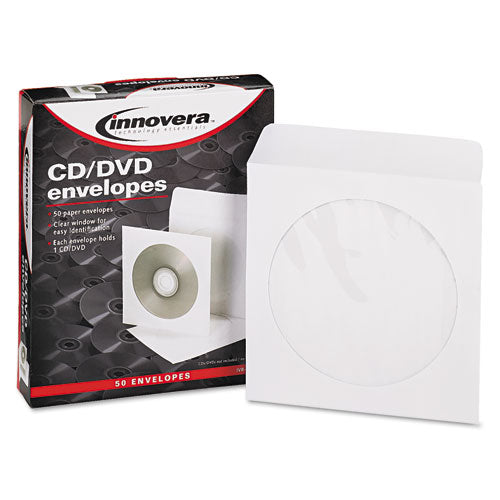 CD/DVD Envelopes, Clear Window, 1 Disc Capacity, White, 50/Pack CD/DVD Envelopes, Clear Window, 1 Disc Capacity, White, 50/Pack