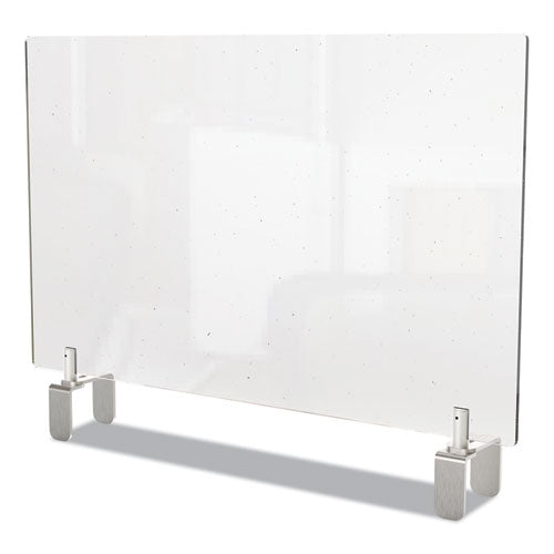 Clear Partition Extender with Attached Clamp, 29 x 3.88 x 30, Thermoplastic Sheeting Clear Partition Extender with Attached Clamp, 29 x 3.88 x 30, Thermoplastic Sheeting