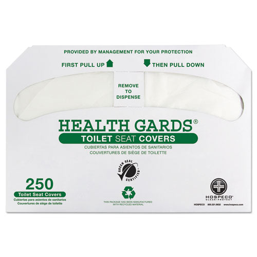 Health Gards Green Seal Recycled Toilet Seat Covers, 14.25 X 16.75, White, 250/pack, 4 Packs/carton