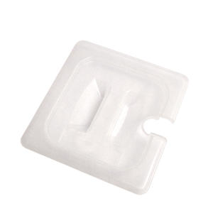 Food Pan Cover Sixth Size Notched with Handle Translucent 1/ea.