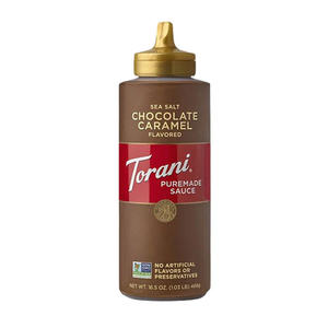 Torani Puremade Chocolate Salted Caramel Sauce Squeeze Bottle 16.5 oz. 4/ct.