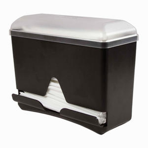 Single Sided Bulk Straw Dispenser Black and Clear 1/ea.