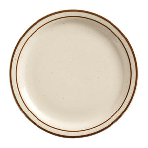 Desert Sand Plate Cream White with Brown Bands and Speckles 10 1/2" 1 dz./Case