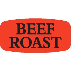Label - Beef Roast Black On Red Short Oval 1000/Roll