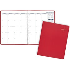 At-A-Glance Fashion Planner - Julian Dates - Monthly - 1.25 Year - January 2023 - March 2024 - 1 Month Double Page Layout - 9" x 11" Sheet Size - Wire Bound - Simulated Leather - Red - Appointment Schedule, Reference Calendar, Flexible - 1 Each
