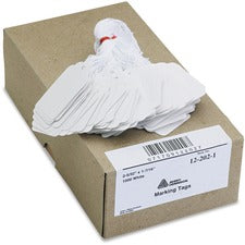 Avery® Marking Tags - Strung - 2.16" Length x 1.44" Width - Rectangular - Twine Fastener - 1000 / Box - Cotton, Polyester, Card Stock - White