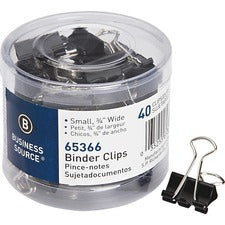 Business Source Small Binder Clips - Small - for Paper, Project, Document - 40 / Pack - Black Business Source Small Binder Clips - Small - for Paper, Project, Document - 40 / Pack - Black