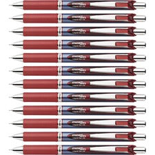 Pentel EnerGel RTX Liquid Gel Pens - Medium Pen Point - 0.7 mm Pen Point Size - Needle Pen Point Style - Refillable - Retractable - Red Gel-based Ink - Blue Barrel - Stainless Steel Tip - 12 / Box