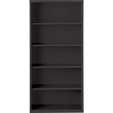 Lorell Fortress Series Bookcase - 34.5" x 13" x 72" - 5 x Shelf(ves) - Black - Powder Coated - Steel - Recycled