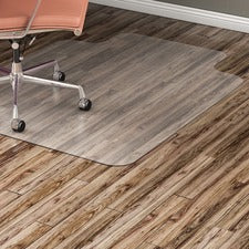 Lorell Hard Floor Wide Lip Vinyl Chairmat - Hard Floor, Wood Floor, Vinyl Floor, Tile Floor - 60" Length x 46" Width x 95 mil Thickness - Lip Size 12" Length x 25" Width - Vinyl - Clear