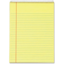 TOPS Docket Perforated Wirebound Legal Pads - Letter - 70 Sheets - Wire Bound - 0.34" Ruled - 16 lb Basis Weight - Letter - 8 1/2" x 11" - 11" x 8.5" - Canary Paper - Perforated, Hard Cover, Spiral Lock, Stiff-back - 3 / Pack