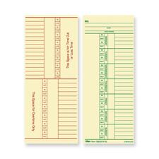 TOPS Named Days/Overtime Time Cards - 3.37" x 8.25" Sheet Size - Yellow - Manila Sheet(s) - Green, Red Print Color - 100 / Pack