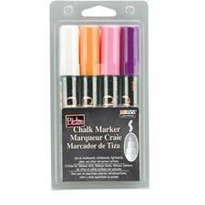 Marvy Uchida Bistro Erasable Chalk Markers - 6 mm Marker Point Size - White, Fluorescent Orange, Fluorescent Violet, Fluorescent Pink Water Based Ink - 4 / Pack