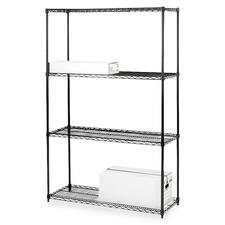 Lorell Black Industrial Wire Shelving - 4 Tier(s) - 72" Height x 36" Width x 18" Depth - Black - Steel - 1 Each