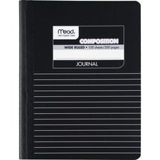 Mead Square Deal Black Marble Journal - 100 Sheets - Sewn - 7 1/2" x 9 3/4" - Black Marble Cover - Schedule - 1 Each