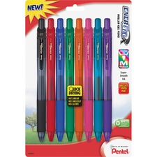 Pentel EnerGel-X Retractable Gel Pens - Medium Pen Point - 0.7 mm Pen Point Size - Refillable - Retractable - Assorted Gel-based Ink - Assorted Barrel - Metal Tip - 8 / Pack
