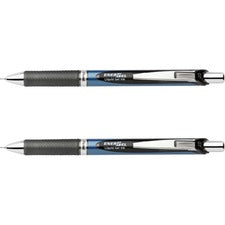 Pentel EnerGel RTX Liquid Gel Pens - Medium Pen Point - 0.7 mm Pen Point Size - Needle Pen Point Style - Refillable - Retractable - Black Gel-based Ink - Blue Barrel - Stainless Steel Tip - 2 / Pack