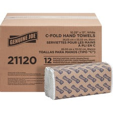 Genuine Joe C-Fold Paper Towels - 1 Ply - C-fold - 13" x 10" - White - Absorbent, Embossed - For Washroom, Restroom, Public Facilities - 200 Per Pack - 2400 / Carton