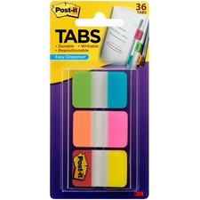 Post-it® Alternating Tabs - 216 Tab(s) - 1" Tab Height x 1.50" Tab Width - Self-adhesive - Green Poly, Orange, Red, Yellow, Pink, Blue Tab(s) - 36 / Pack