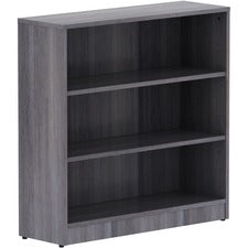 Lorell Weathered Charcoal Laminate Bookcase - 36" x 12" x 36" - 3 x Shelf(ves) - Sturdy, Laminated, Contemporary Style, Square Edge, Adjustable Feet - Weathered Charcoal - Medium Density Fiberboard (MDF) - Assembly Required