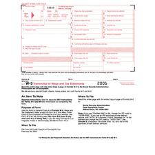 TOPS Continuous W-3 Transmittal of Wage Form - 2 Part - Carbon Copy - 9.50" x 11" Sheet Size - White Sheet(s) - 10 / Pack