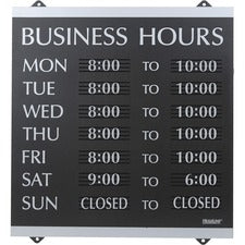 Headline Signs Business Hours Sign - 1 Each - Business Hours Print/Message - 14" Width - Heavy Duty, Durable - Plastic - Black, Gray