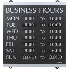 Headline Signs Business Hours Sign - 1 Each - Business Hours Print/Message - 14" Width - Heavy Duty, Durable - Plastic - Black, Gray