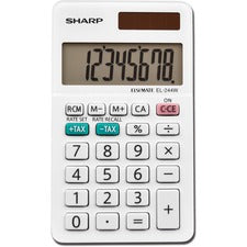 Sharp EL-244WB 8 Digit Professional Pocket Calculator - Extra Large Display, Durable, Plastic Key, Dual Power, 3-Key Memory, Automatic Power Down - 8 Digits - LCD - White - 1 Each