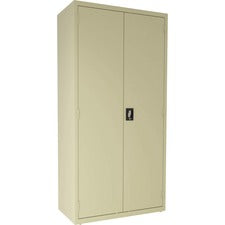 Lorell 4-shelf Steel Janitorial Cabinet - 36" x 18" x 72" - 4 x Shelf(ves) - Hinged Door(s) - Locking System, Welded, Sturdy, Recessed Locking Handle, Durable, Powder Coat Finish, Storage Space, Adjustable Shelf - Putty - Steel - Recycled