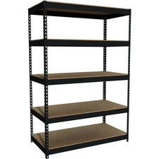 Lorell Riveted Steel Shelving - 72" Height x 48" Width x 24" Depth - Rust Resistant - 28% Recycled - Black - Steel - 1 Each