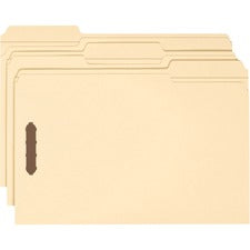 Smead 1/3 Tab Cut Legal Recycled Fastener Folder - 8 1/2" x 14" - 2 x 2K Fastener(s) - Top Tab Location - Assorted Position Tab Position - Manila - 10% Paper Recycled - 50 / Box