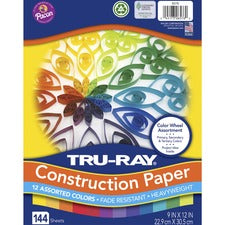 Tru-Ray Color Wheel Construction Paper - Project - 144 Piece(s) - 12"Height x 9"Width x 1"Length - 144 / Pack - Yellow, Gold, Orange, Festive Red, Holiday Red, Magenta, Violet, Purple, Blue, Turquoise, Holiday Green, ...