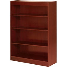 Lorell Four Shelf Panel Bookcase - 36" x 12" x 0.8" x 48" - 4 Shelve(s) - Material: Veneer - Finish: Cherry