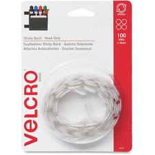 VELCRO&reg; 90204 General Purpose Sticky Back - 0.63" Dia - 100 / Carton - White