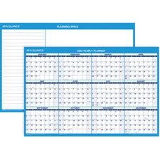 Horizontal Reversible/erasable Wall Planner, 36 X 24, White/blue Sheets, 12-month (jan To Dec): 2023